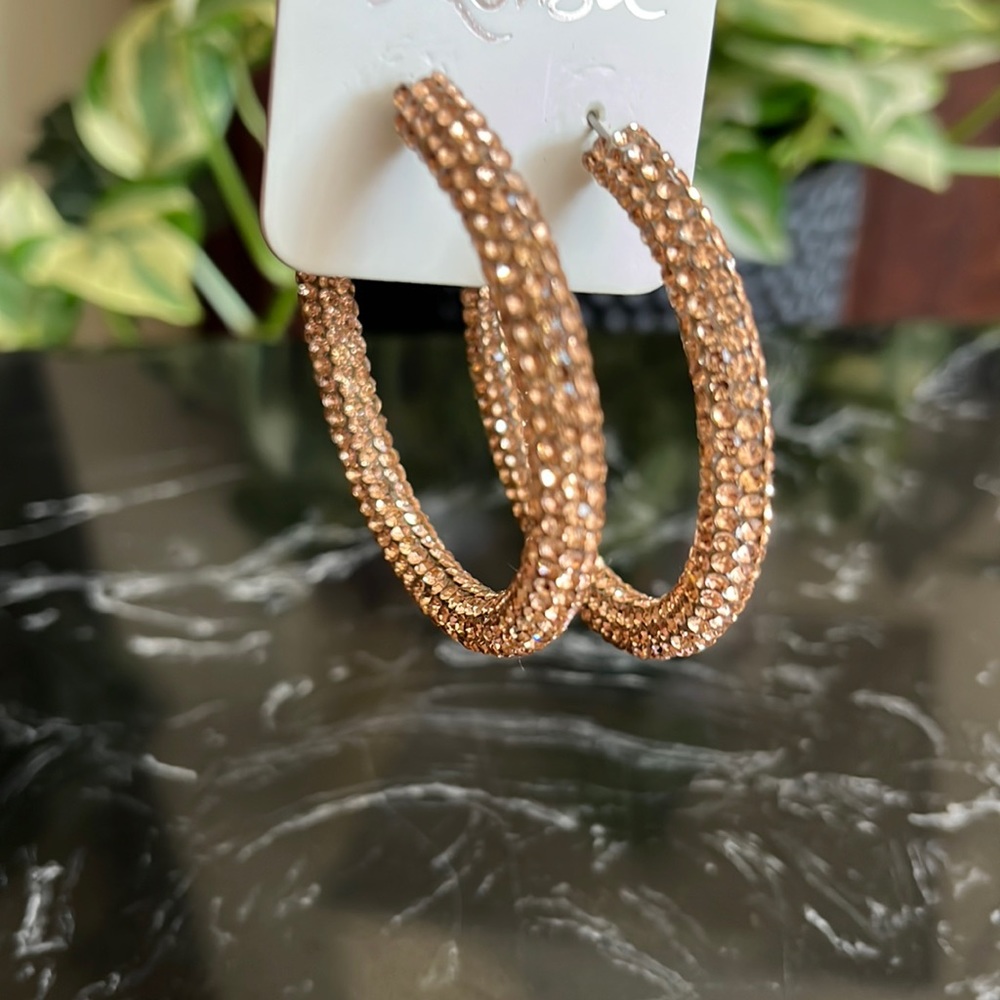 💎💛💖Lovisa Rose Gold Diamanté Bling Hoop Earrings- Large- NWT